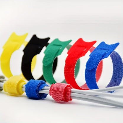 10/50pcs Advanced Adjustable And Reusable Cable Management Strap, 4.3 Inch Multi Color And Mixed Color Optional Microfiber Tape With Hooks And Buckles, Effectively Organizing Cables And Wires