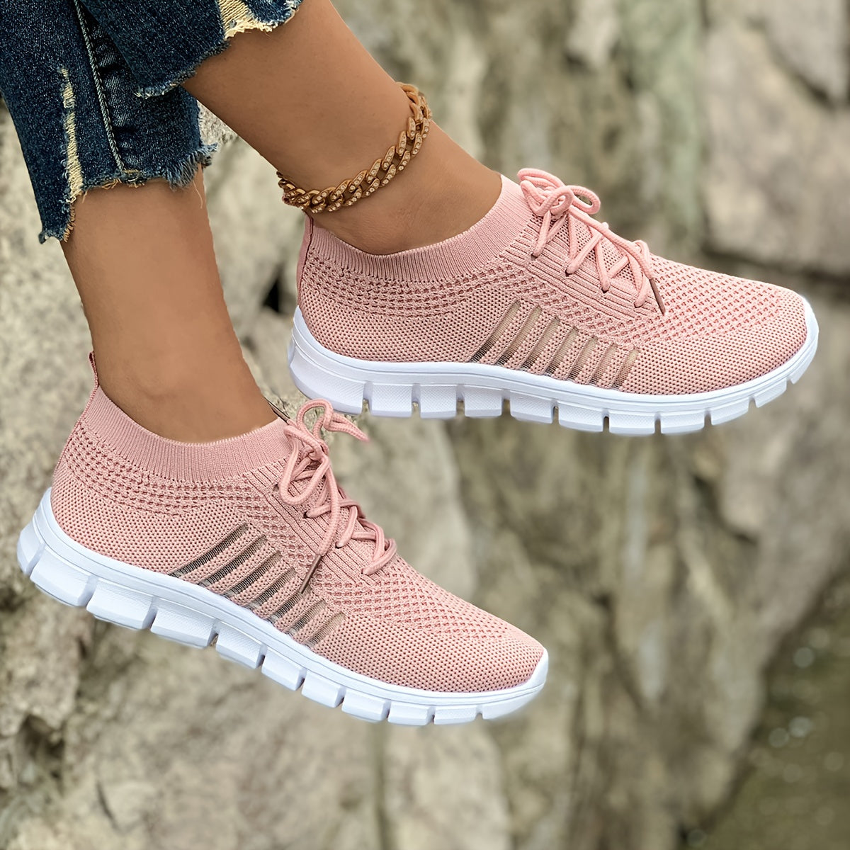 Flying Weave Casual Sneakers, Women Shoes