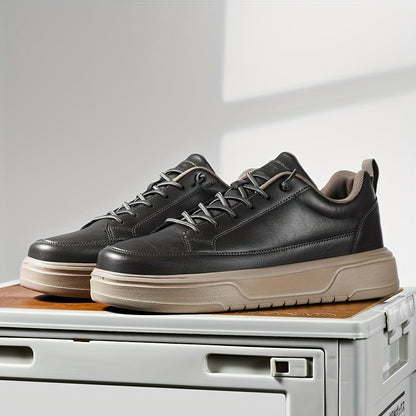 Men's Shoes, Business & Casual Low-Top Sneakers for Men - Solid Color Versatile Casual Platform Lace-Up Shoes for Daily Commuting, Fashionable, Simple, and Trendy Men's Shoes