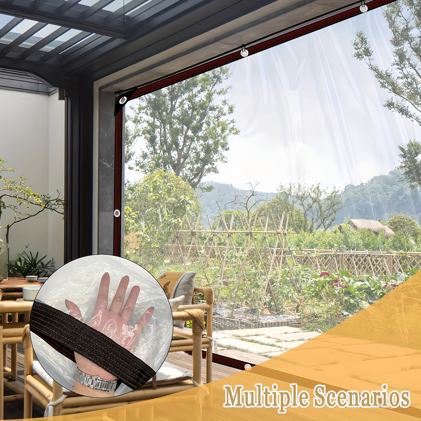 1pc Transparent Rainproof and Windproof Tarpaulin with Seal Ring, Outdoor Garden Transparent Rainproof Cover Windproof, Suitable for Garden and Chicken Coop Awning Plant Camping