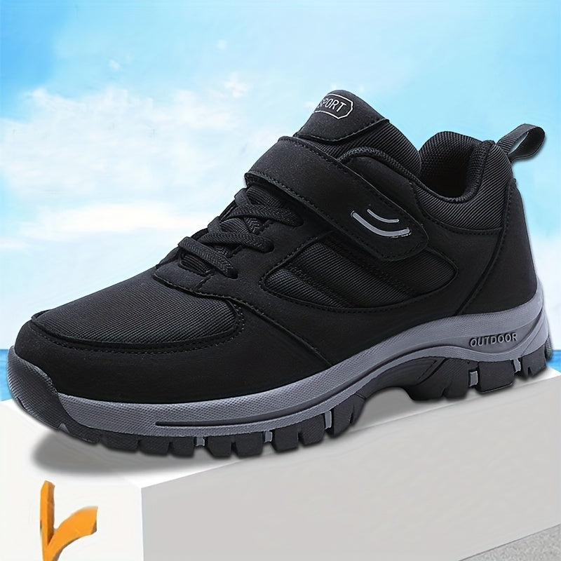 Comfy Soft Sole Men's Breathable Casual Shoes With Hook And Loop Fastener For Outdoor Jogging, Spring And Summer