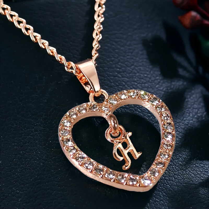Women'S Initial Letter Necklace Featuring a Heart Pendant Made of Synthetic Zirconia with 26 Letters.