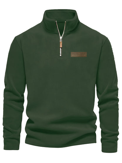 Autumn/Winter New Men's Sweatshirt with Stand Collar, Half-Zip Long Sleeve, Versatile Top, Trendy Brand, Double-Sided