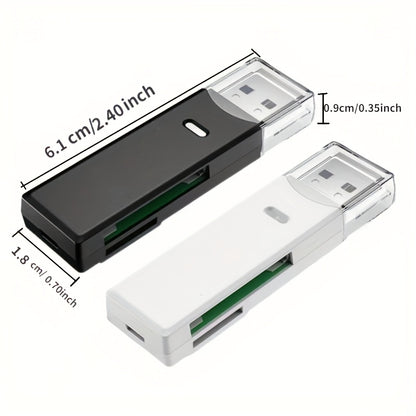 Mini 2-in-1 USB 3.0 Card Reader - SD/Micro SD/TF Memory Card Adapter for PC & Laptop - Flash Drive Compatible