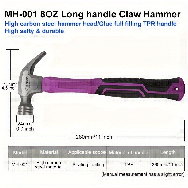 1pc Claw Hammer Nail Hammer Woodworking Striking Tools Carpenter Tools Steel Hammer