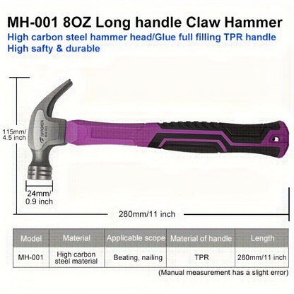 1pc Claw Hammer Nail Hammer Woodworking Striking Tools Carpenter Tools Steel Hammer