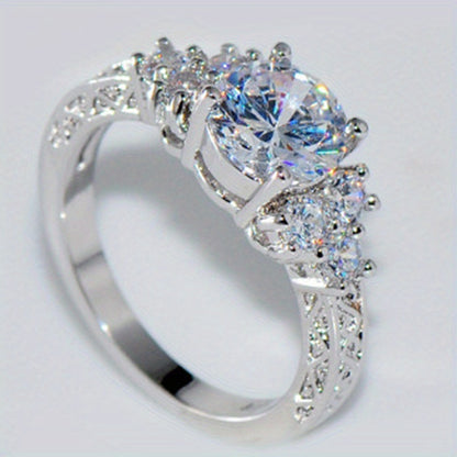 Exquisite Fashion Silvery Color Engagement Rings for Women Fashion White Ring Anniversary Bridal Wedding Jewelry
