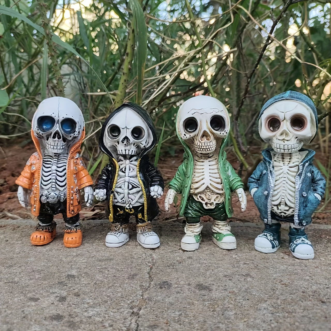 Modern Resin Skeleton Figure with Hoodie - Anime-Inspired Streetwear Decor, No Electricity Needed, Durable Collectible for Home & Office, Unique Gift for Anime Fans, Anime Figurine, Streetwear Accessory, Detailed Craftsmanship