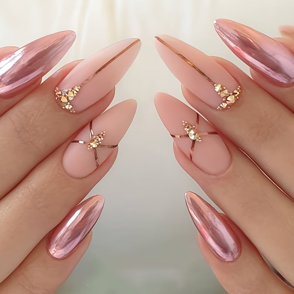 Tinovo Uno Rose Golden Metallic Nail Polish, Quick Dry Formula, Chrome Finish, Salon-Style Nail Art, Alcohol-Free, Adult Use, 12Ml/0.4Fl.Oz