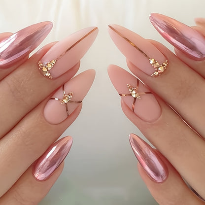 Tinovo Uno Rose Golden Metallic Nail Polish, Quick Dry Formula, Chrome Finish, Salon-Style Nail Art, Alcohol-Free, Adult Use, 12Ml/0.4Fl.Oz