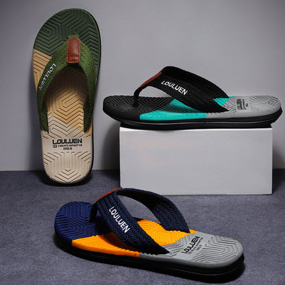 Men's Trendy 2023 New Color Block Flip Flops Quick Drying Slides Slippers For Indoor Outdoor Shower Beach Pool