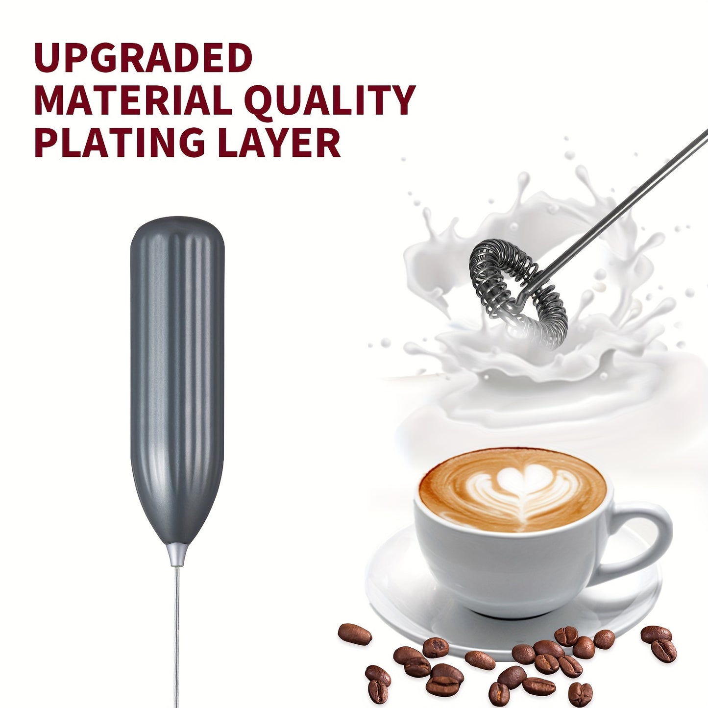 Lalayuan Strong Electric Milk Frother, Milk Foam Maker, Requires Batteries (Not Included) Stainless Steel Beverage Mixer, Portable Electric Whisk for Coffee, Latte, Cappuccino, Chocolate, Matcha Foam Creator, Mini Coffee Blender, Handheld Mixer