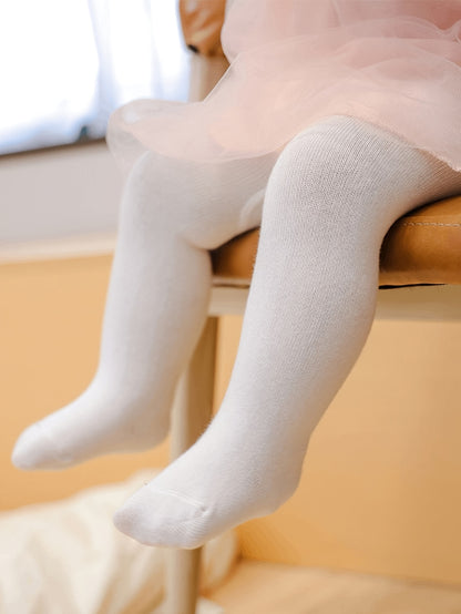 Spring, Summer, and Autumn Versatile Stretchy Slim-Fit Solid Color Princess Base Layer Tights for Girls, Children, and Babies