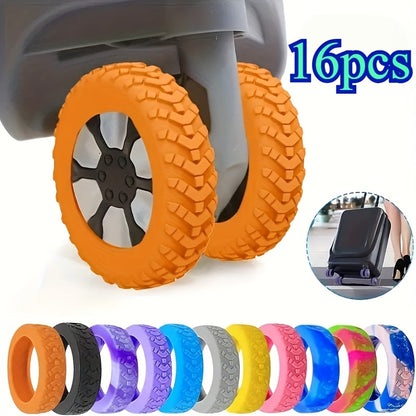 16pcs, New Luggage Wheel Protectors for Suitcases and Office Chairs – Noise-Reducing Anti-Rattle Covers with Shock Absorption, Travel Accessories, Luggage Protection, Sleek Design, Durable Covers, Highquality Protectors, Longlasting Covers, Wheel Guards,