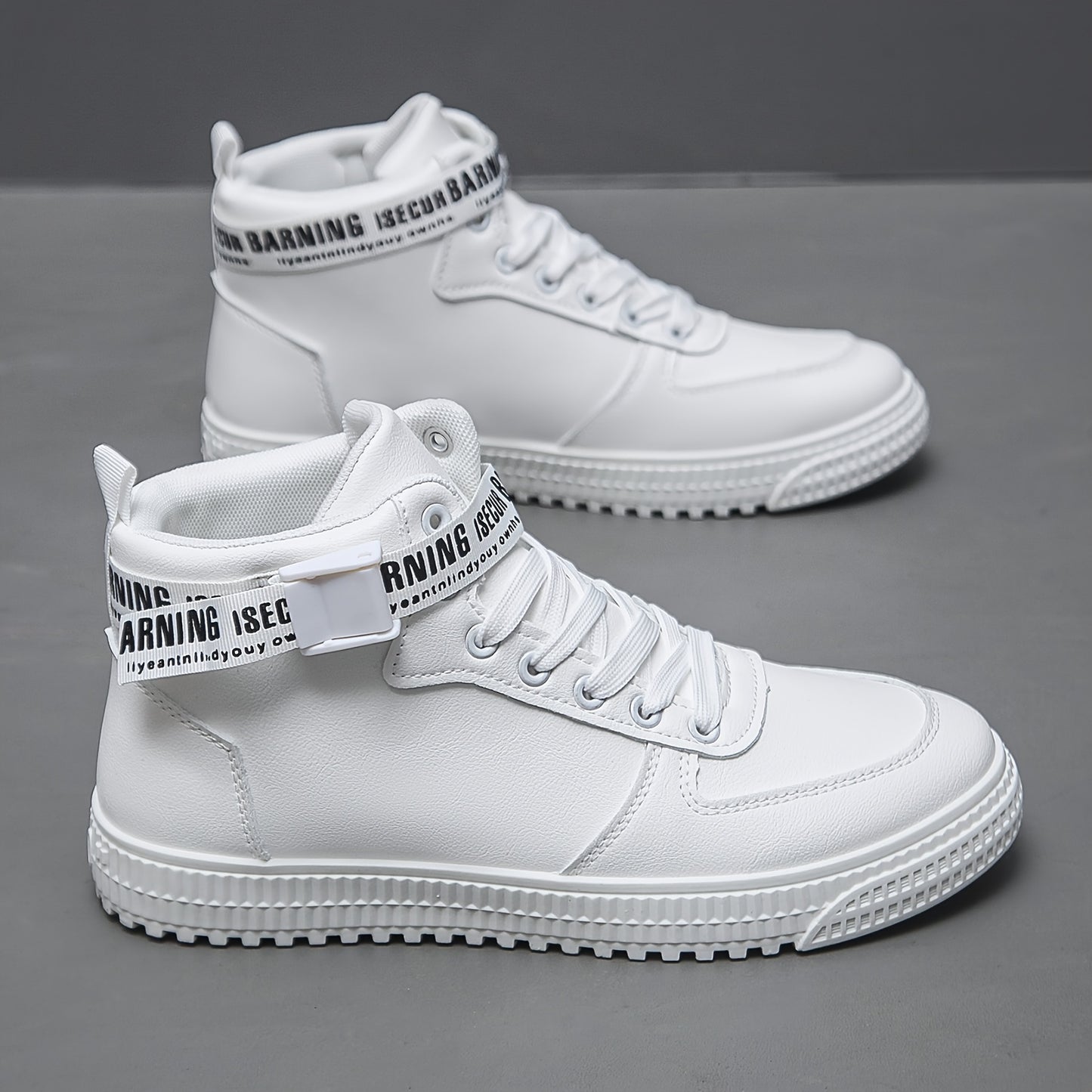 Men'S Fashionable Easy Comfortable Black Mid-Top Casual Sneakers | Non-Slip, Versatile for All Seasons, Faux Upper and Sole, Lace Closure