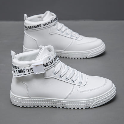 Men'S Fashionable Easy Comfortable Black Mid-Top Casual Sneakers | Non-Slip, Versatile for All Seasons, Faux Upper and Sole, Lace Closure
