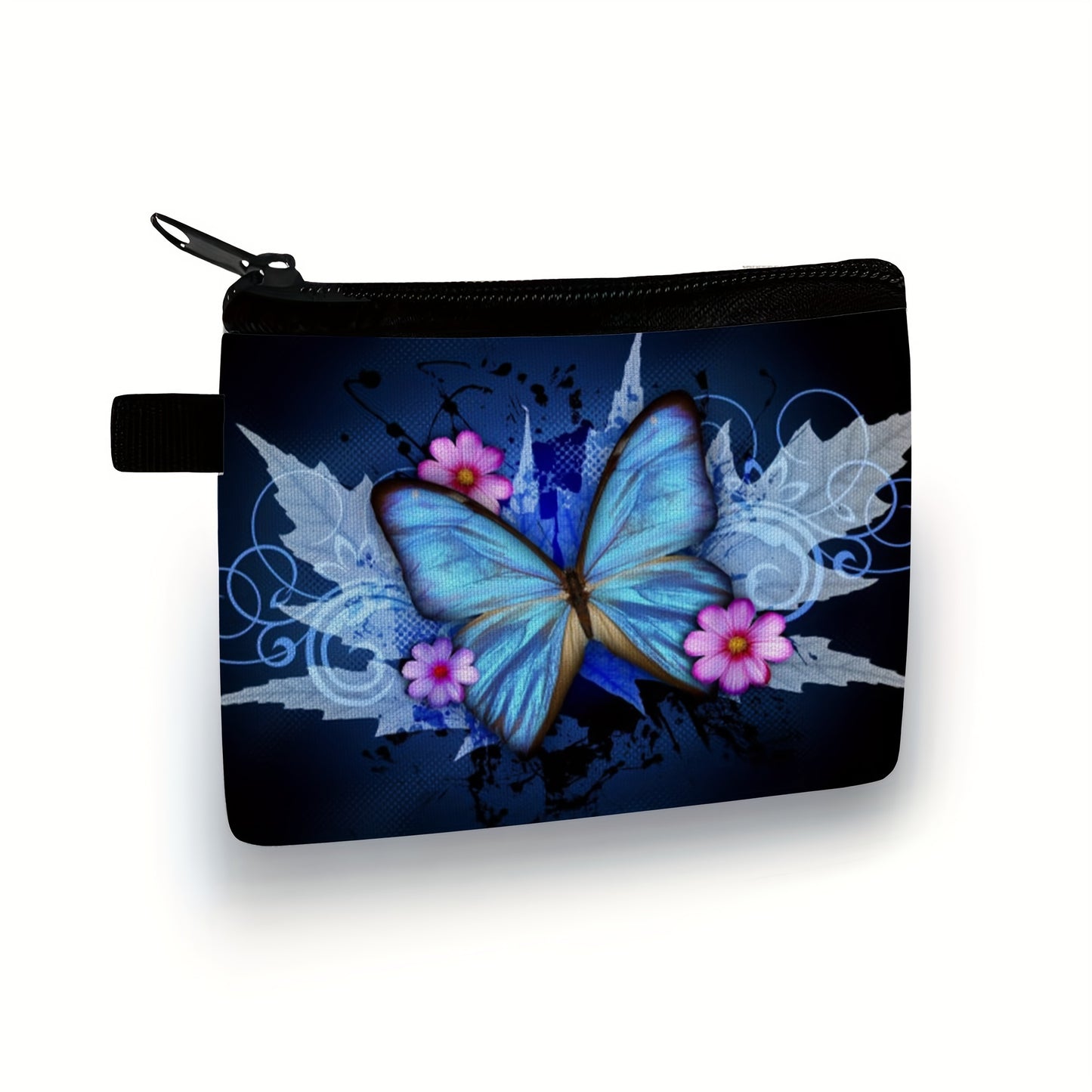 [Butterfly Print Handbag] Butterfly Print Handbag - Cute Zipper Coin Purse with Key Card Holder, Compact Wallet for Travel, Everyday Use - ( & )