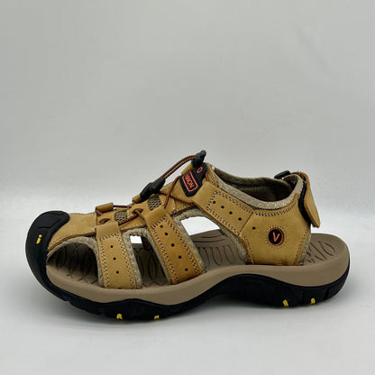 Men'S Casual Summer Sandals - Breathable Mesh Upper, Adjustable Elastic Straps & Non-Slip Rubber Sole for Beach, Outdoor & Casual Attire - Brown, Strappy Sandals, Beachwear Essentials, Comfortable Fit, Durable Traction Footwear