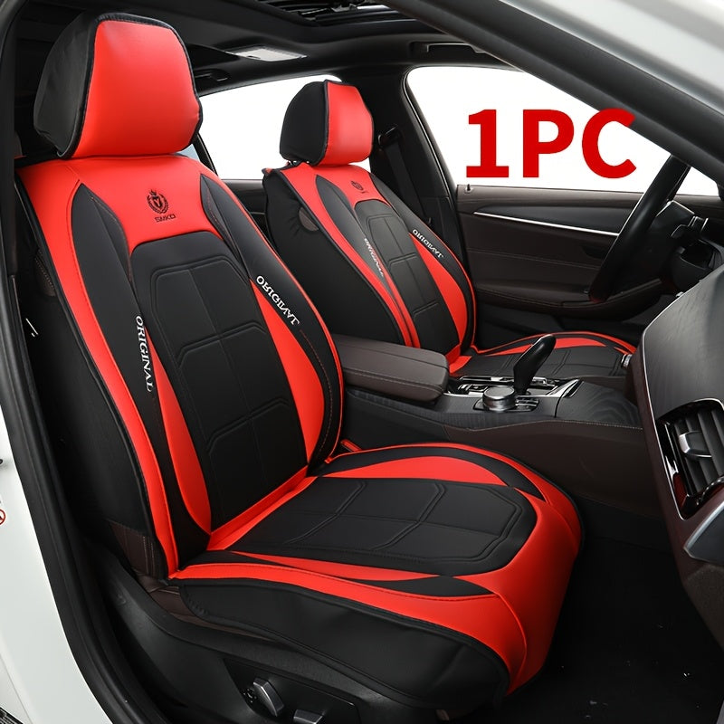 [Premium Leather Seat Cover] Durable, Breathable 1pc Blue & Black PU Leather Car Seat Cover - Easy Installation, All-Season Protection - Premium Interior Upgrade for Front Seats