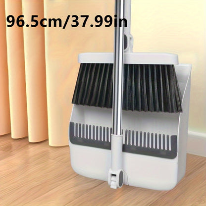 1set, Household Broom And Dustpan Set, Long Handle Floor Cleaning Broom Dustpan Set, Rotatable Broom And Dustpan With Comb Tooth, To Remove Dust And Garbage, For Home, Kitchen, Room, Office, Cleaning Supplies, Cleaning Tool, Back To School Supplies