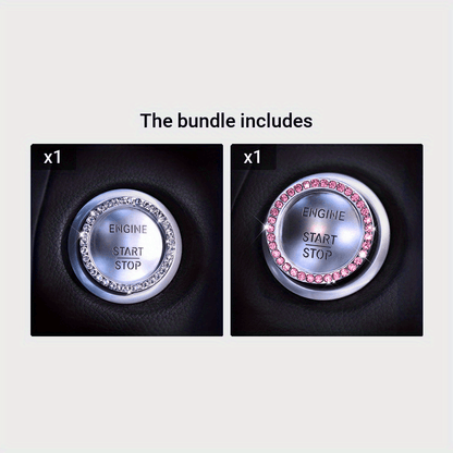 Car One-button Start Rhinestone Decoration Lgnition Ring Decoration, Thansgiving Christmas New Year Gift