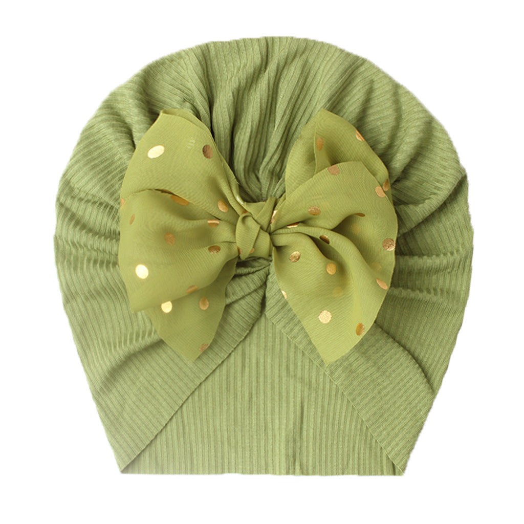 Newborn Infant Polka Dot Printed Bow Elastic Head Wrap, Turban Headwear Cap For Toddlers, Baby Girls And Boys