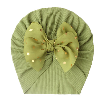 Newborn Infant Polka Dot Printed Bow Elastic Head Wrap, Turban Headwear Cap For Toddlers, Baby Girls And Boys