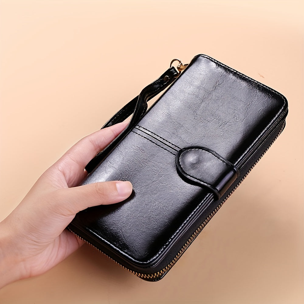 Bright And Shiny Long Wallet with Large Capacity for Multiple Cards, Combined with A Handbag, Featuring A Wrist Strap