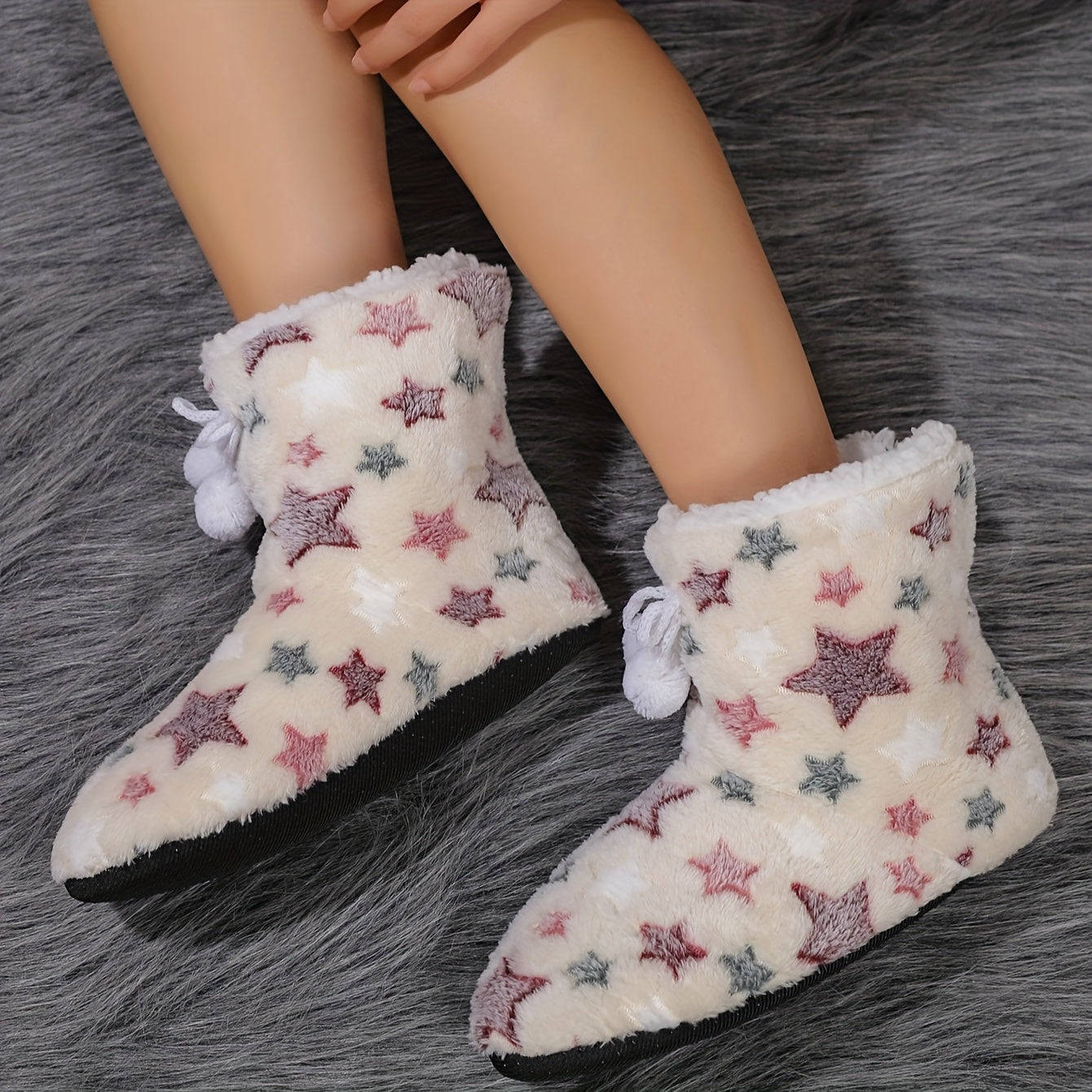 Comfortable Heart-Shaped Bow House Slippers - Soft-lined, Warm, and Cozy Winter House Slippers with a Machine-washable Design, Random Prints, and Breathable Lining, Suitable for Indoor Wear, Women Shoes