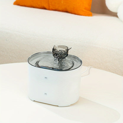 Cat Water Fountain 2.2L/74oz Cat Fountains Ultra Quiet Pet Fountains with Cat-Shaped Spout, Water Fountains for Cats Indoor-Cat Drinking Dispenser,USB power supply, Without Battery