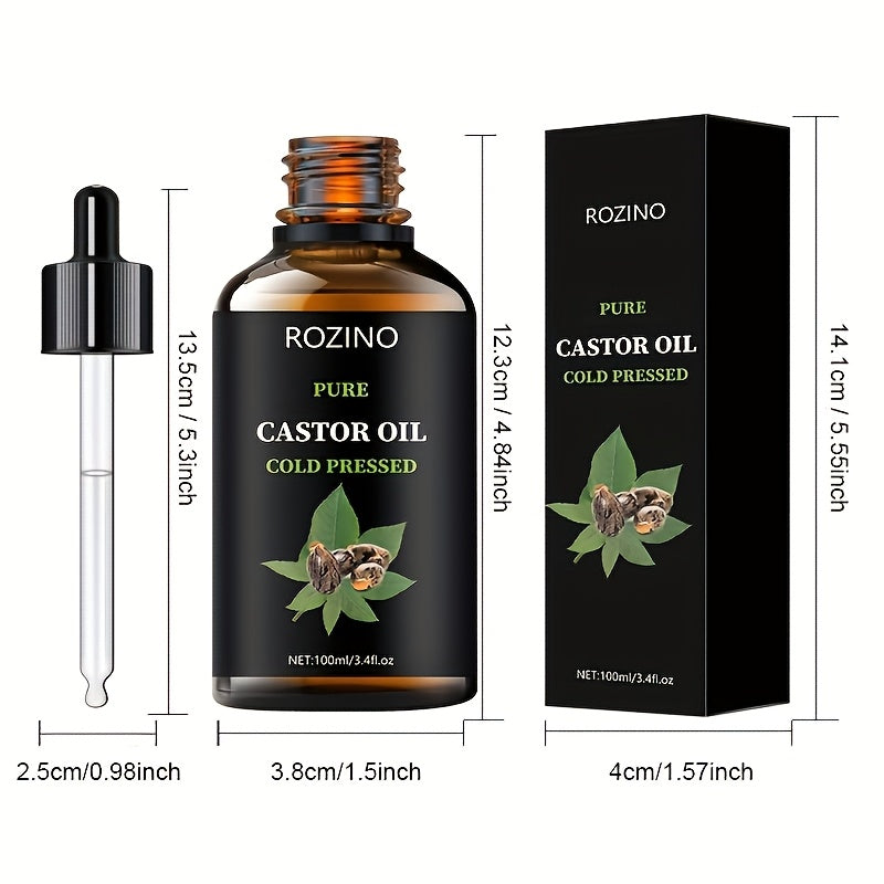 Castor Oil, for Hair Eyelashes And Eyebrows, Castor Oil Cold Pressed Unrefined, Hair for Dry Hair, Skin & Nails