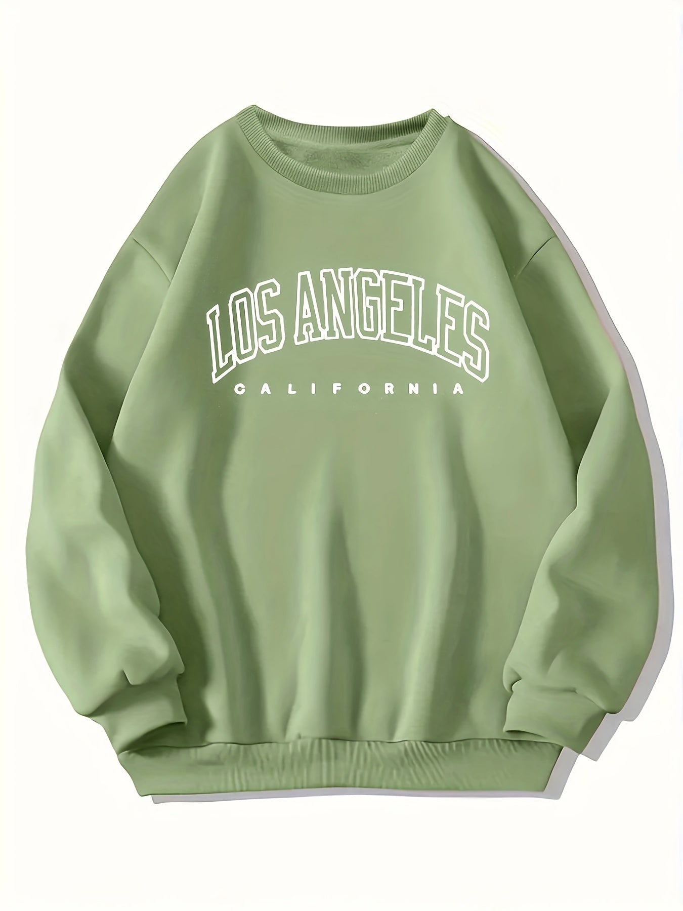 Los Angeles Print Preppy Sweatshirt, Long Sleeve Crew Neck Casual Sweatshirt For Winter & Fall, Women's Clothing