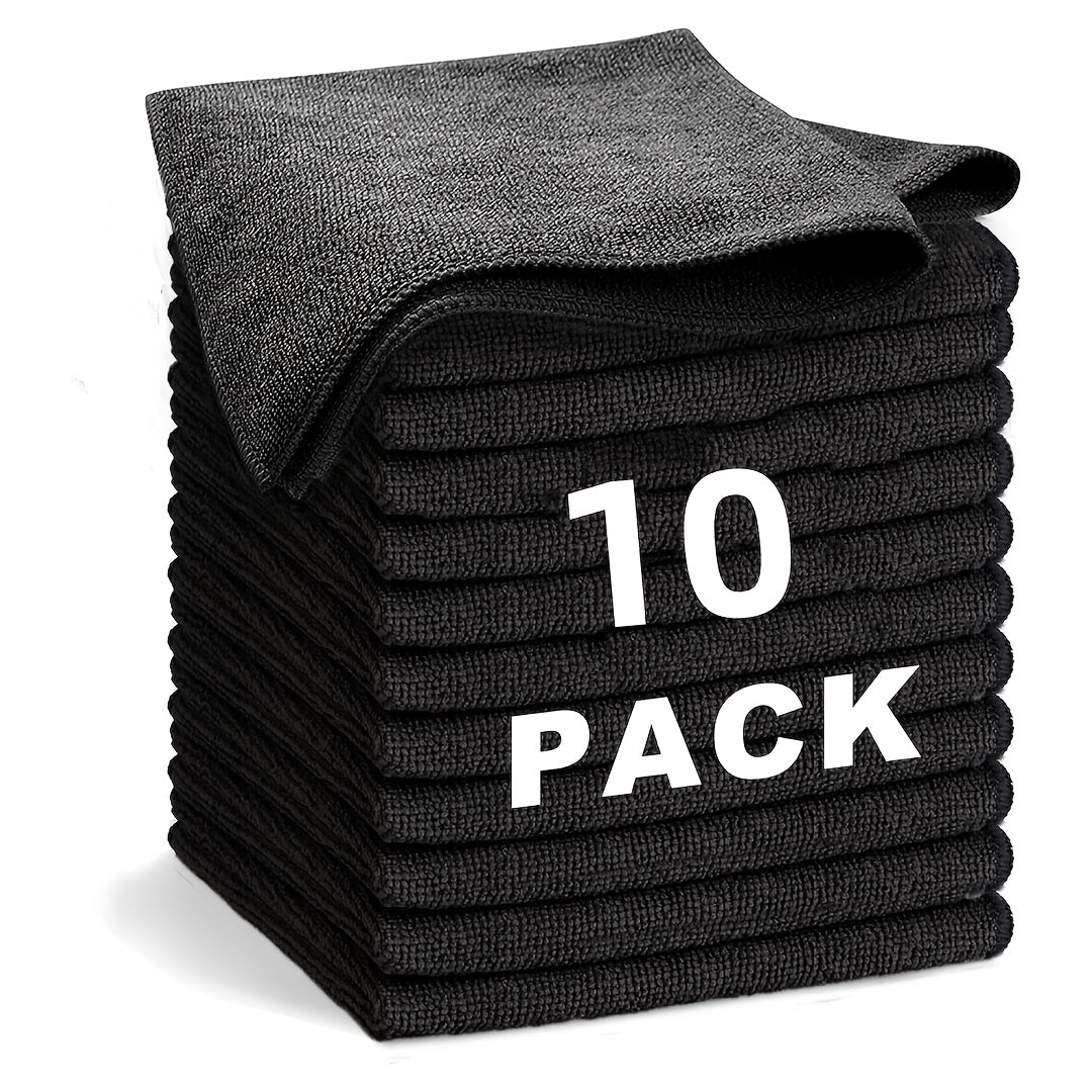 [Microfiber Cleaning Cloths] Super Soft Microfiber Cleaning Cloths - Lightweight, Square, Black, Perfect for Car Detailing And Household Use in The Kitchen, Bathroom, Bedroom, And Living Room