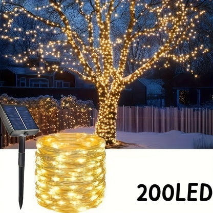 [Christmas] Solar-Powered LED Fairy Light Strings With 50/100/200/300 Leds For Outdoor Garden Decoration, Perfect For Christmas Trees, Porches, And Lawns, Featuring Light Control And Solar Energy Supply