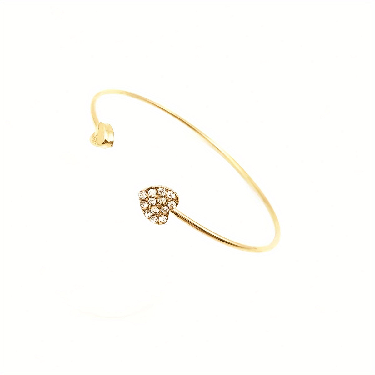 A Minimalist Style Heart-Shaped Open Bracelet for Women, Adorned with Sparkling Rhinestones, Featuring Handcrafted Jewelry Decorations (The Number of Artificial Diamonds May Vary)