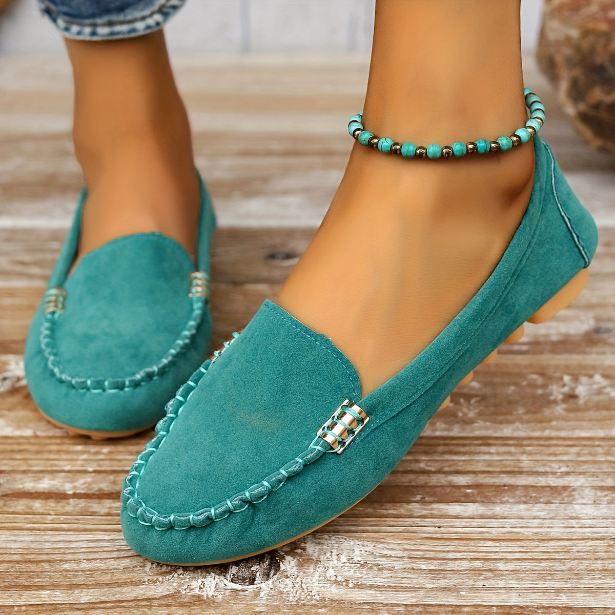 Metal Stitch Loafers, Women Shoes