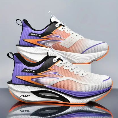 Men'S Ultra-Light Professional Marathon Running Shoes with Carbon Plate Shock Absorption | Breathable Low-Top Design, Fluorescent Upper, TPR Sole for All-Season Training, Gym, Track, and Everyday Use