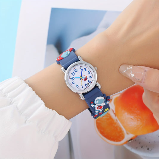 New Student Youngsters's Cartoon Astronaut UFO Spaceship Quartz Wristwatch