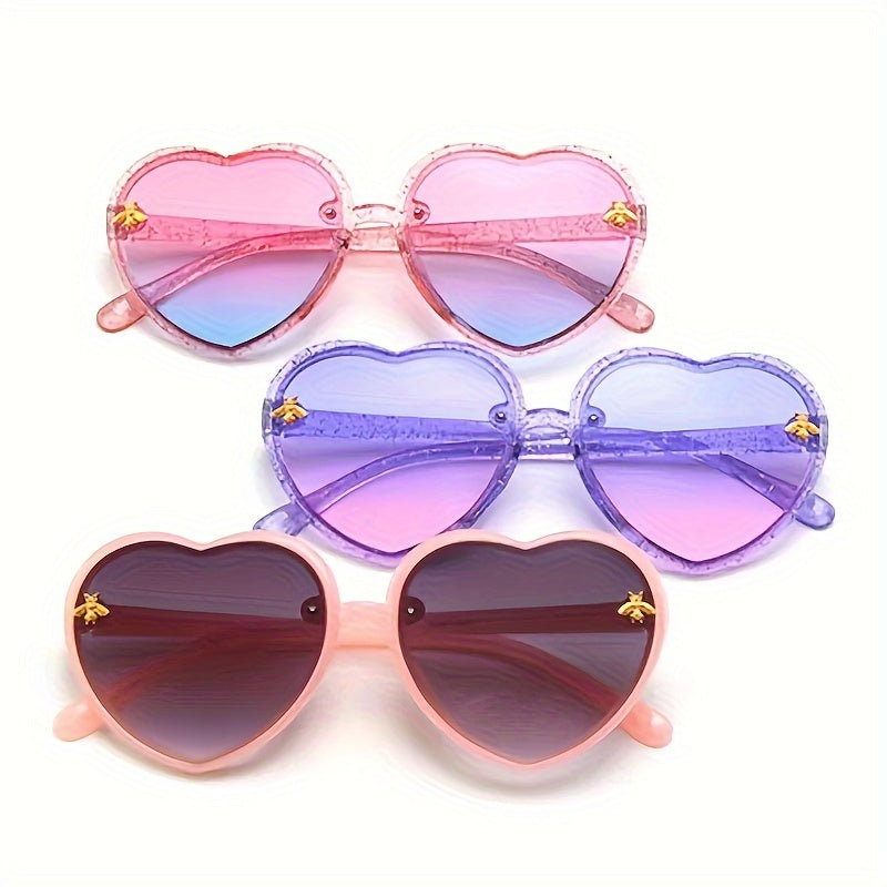 Adorable Retro Heart-Shaped Eyewear for Kids in Pink, Purple, And Black