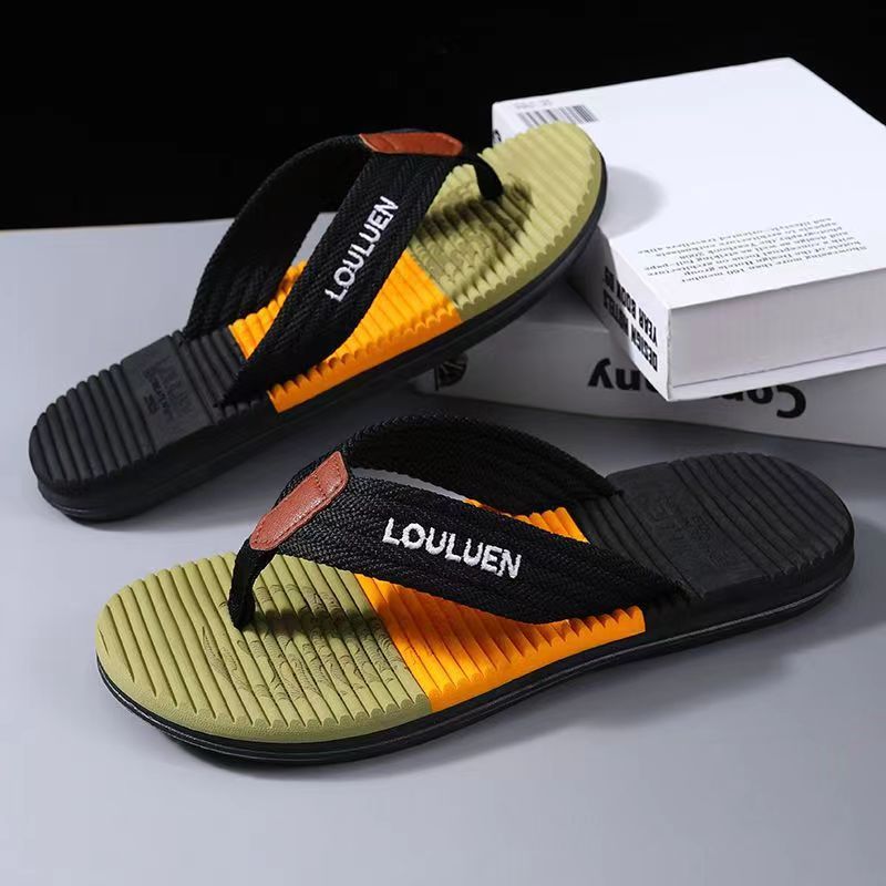 Men's Trendy 2023 New Color Block Flip Flops Quick Drying Slides Slippers For Indoor Outdoor Shower Beach Pool