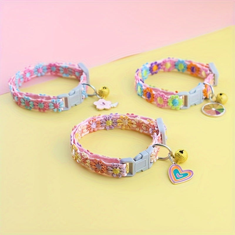 Adjustable Lace Cat Collar 1pc - with Pendant, Suitable for Small Cats and Dogs