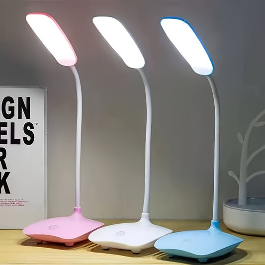 1pc Of LED Desk Lamp, LED Desktop Lamp, Eye Protection Book Desk Lamp, USB Charging Dormitory Bedroom Bedside Lamp, Study Desk Touch Dimming Desk Lamp, Reading Lamp (Colors: Pink, White, Blue). Christmas Gift.400mAh Battery