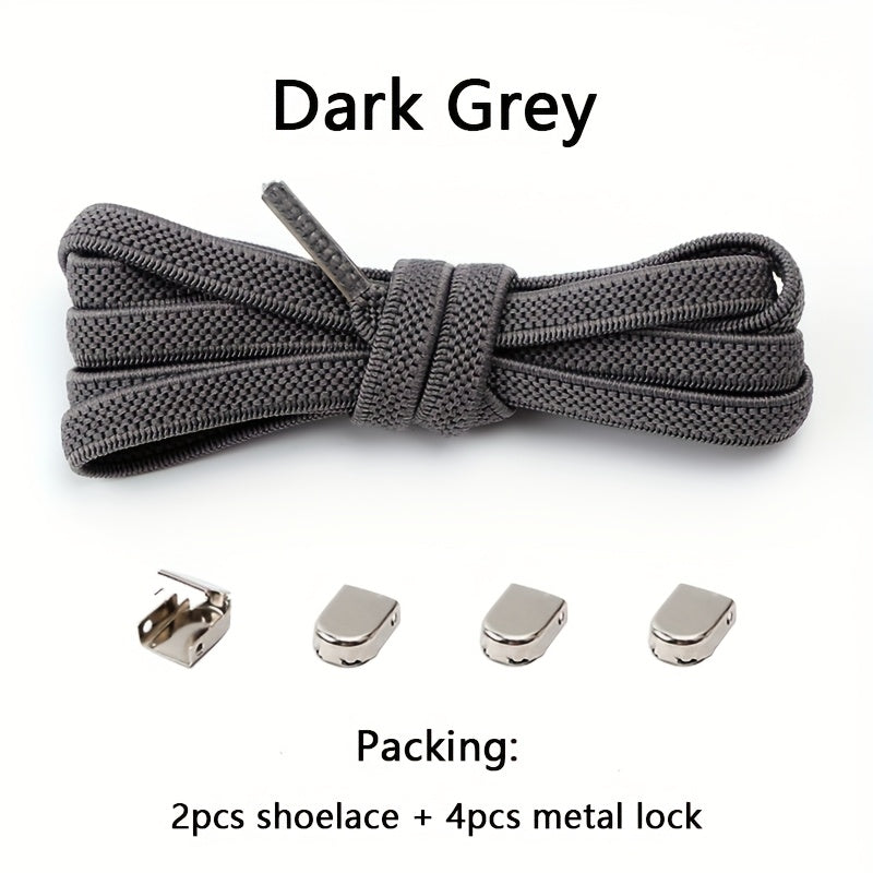 [Elastic Shoe Laces] Stretchy Elastic Shoe Laces for Sneakers | Adjustable Flat Shoelaces with Metal Aglets, Perfect for Casual Footwear, Casual Shoelaces | No Tie Polyester & Spandex