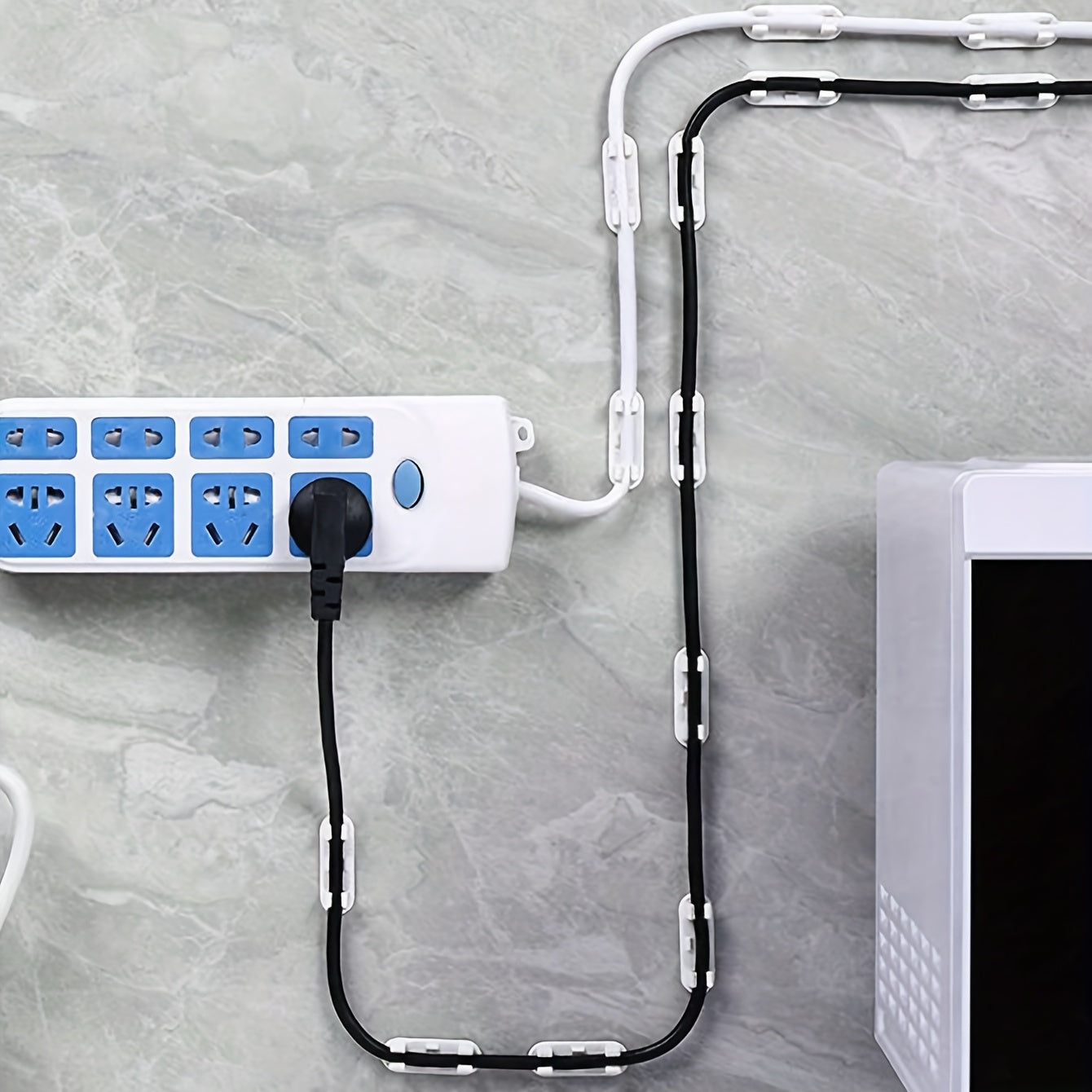 10pcs Ultimate Adjustable Cable Management Clips - Strong Adhesive, Easy Adjust, Cord Organizers for TV, PC, Ethernet - Neat Wire Holders, Perfect for Under Desk, Wall, Home & Office Organization