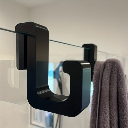 [Heavy Duty Bathroom Hooks] 2/3/4pcs Heavy Duty Bathroom Hooks for 8mm Glass Door | No Drilling Required, Sturdy Plastic Material, Wall Mount, for Hanging Clothes, Towels (Black, White Options Available)