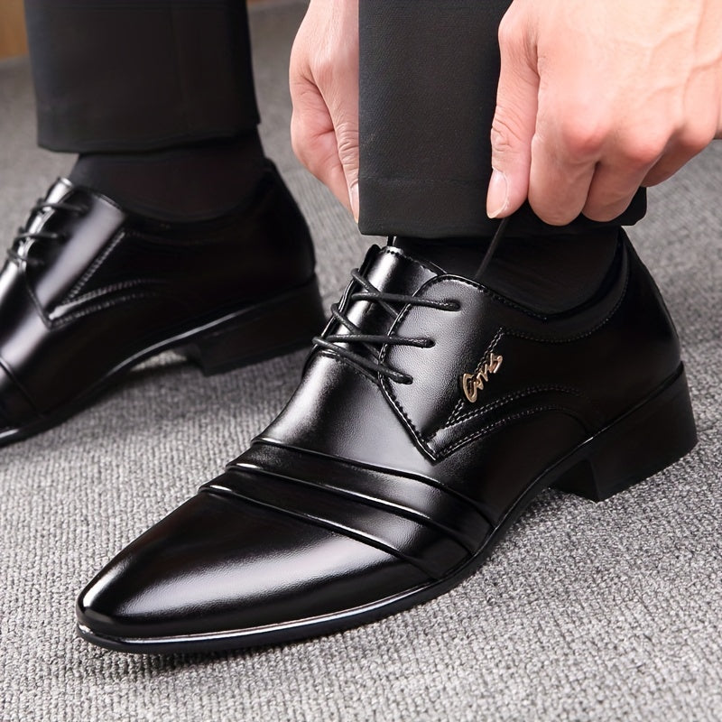 Men's Dress Shoes, New Style Elegant Men's Shoes, Casual Shoes, British Loafers, Pointed Toe Dress Shoes, Lace-Up Men's Gift, Low-Top Plus Size Men's Black Shoes
