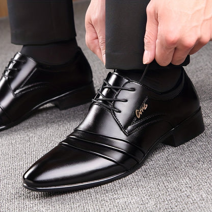 Men's Dress Shoes, New Style Elegant Men's Shoes, Casual Shoes, British Loafers, Pointed Toe Dress Shoes, Lace-Up Men's Gift, Low-Top Plus Size Men's Black Shoes
