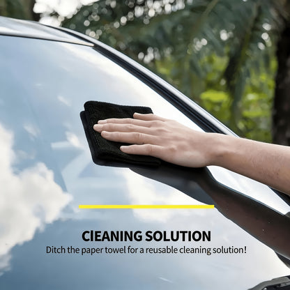 [Microfiber Cleaning Cloths] Super Soft Microfiber Cleaning Cloths - Lightweight, Square, Black, Perfect for Car Detailing And Household Use in The Kitchen, Bathroom, Bedroom, And Living Room