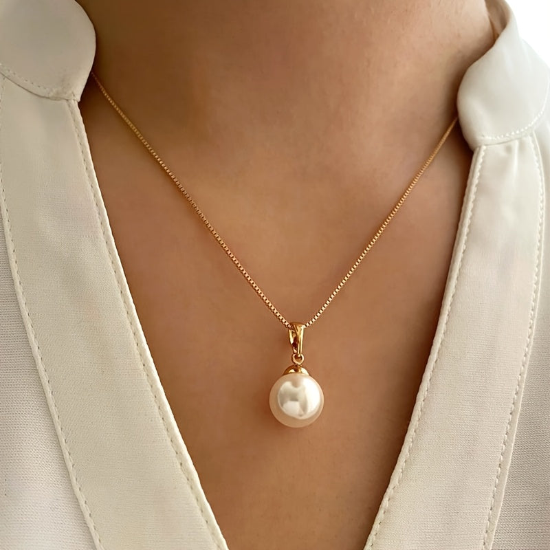 Set of 3 Stylish Imitation Pearl Additions - Coordinated Necklace, Earrings, And Ring for Women, Great for Celebrations, Christmas, And Special Events, Perfect Present for Loved Ones And Friends, Birthday Gift