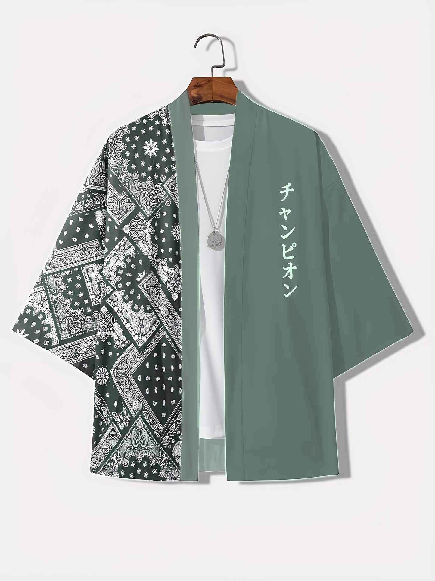 2023 Summer New Men's Japanese Letter Graphic and Paisley Print Sleeveless Shirt